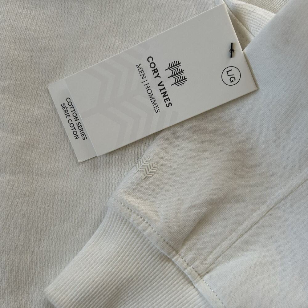 Cory Vines Mens Bomber Jacket Sweatshirt Size Lg Off White Fleece Varsity Style - Picture 4 of 8